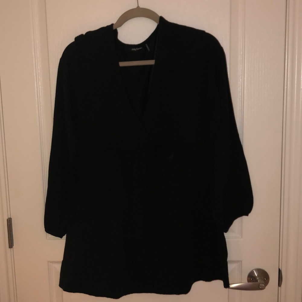 Black deep v-neck tunic style sweater